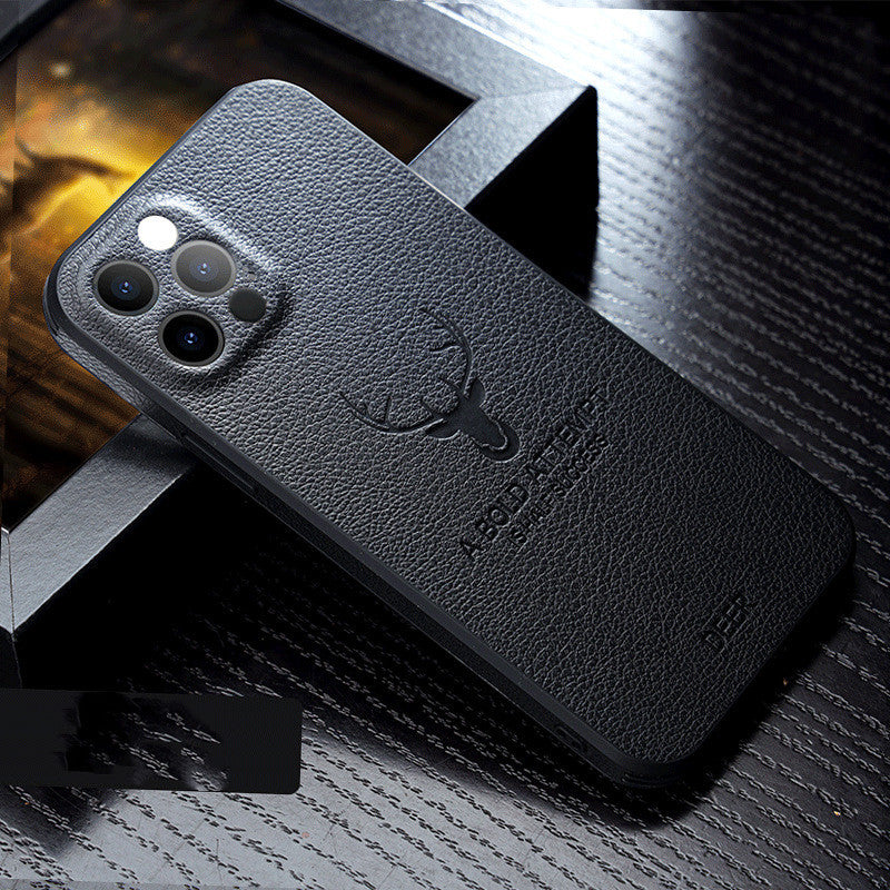 Compatible With Apple, Luxury Leather Texture Square Frame Case On For Deer Camera Protection Shockproof Cover Compatible With Apple, Luxury Leather Texture Square Frame Case On For Deer Camera Protection Shockproof Cover